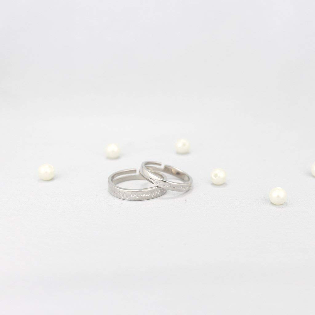 GIVA 925 Sterling Silver Heartbeat Couple Rings, Adjustable | Promise Rings For Men & Women | With Certificate of Authenticity and 925 Stamp | With Certificate of Authenticity and 925 Stamp