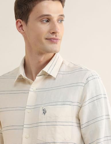 U.S.Polo Association Men's Horizontal Striped Regular Fit Shirt