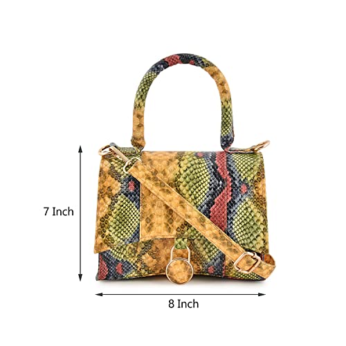 Sakwoods Women Pu Croco Finish Sling Bag (Multicolor)