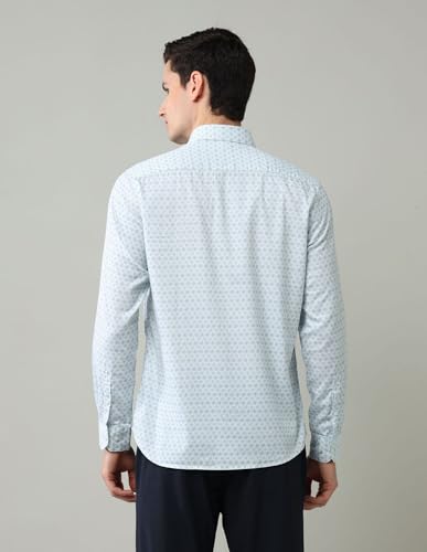 Arrow Sports Men's Geometric Slim Fit Shirt (ASAJSH1779_Light Blue