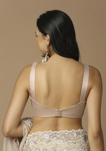 Salwar Studio Women's Biege Ruched Saree Blouse-RI-0029-BIGE-32