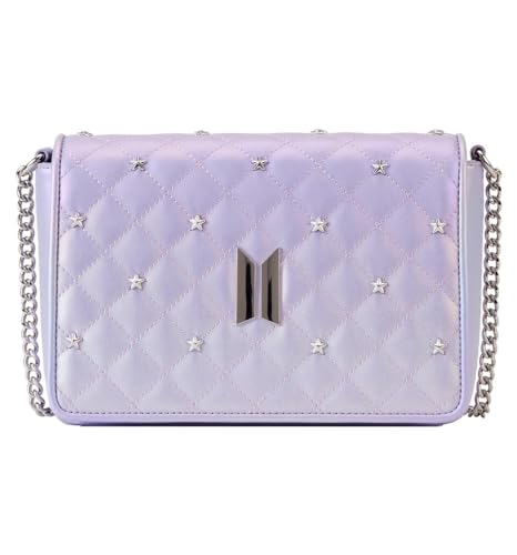 Loungefly BTS Logo Iridescent Purple Faux Leather Crossbody Bag
