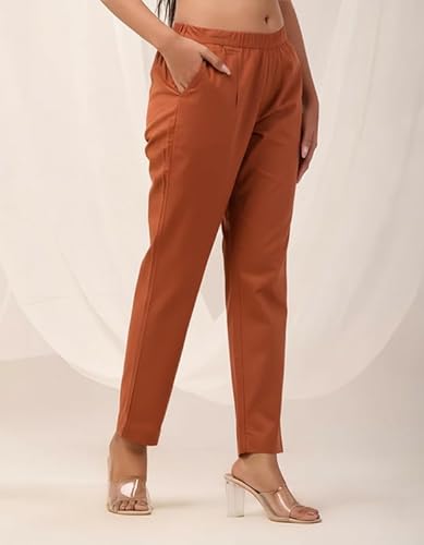 Cotton Trouser Pants for Women Regular Fit Solid Airy Linen Kurti Pant Casual Formal Office Use