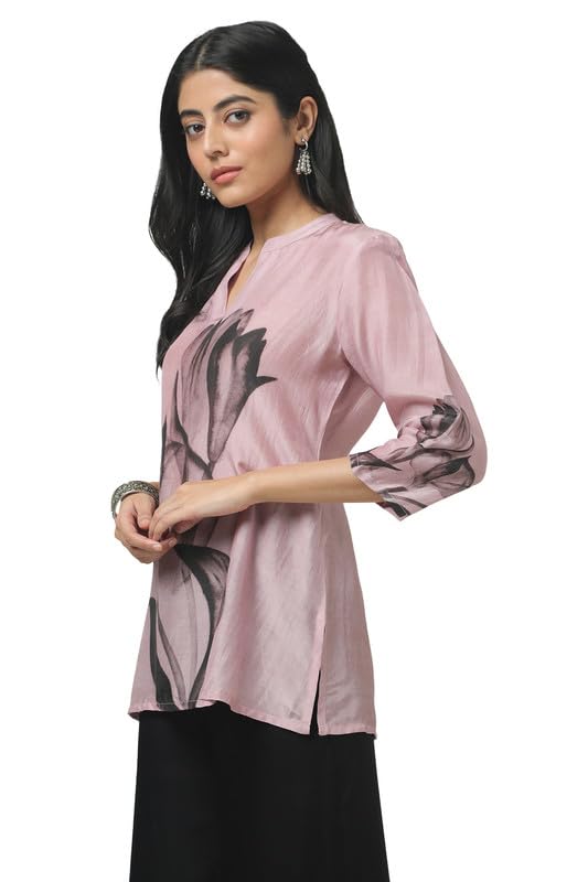 Soch Womens Onion Pink Muslin Floral Print Tunic