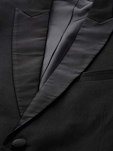 MANQ Men Black Solid Slim Fit Tuxedo Suit (Size: 44)