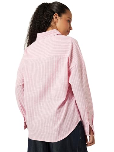 Max Women Striped Oversized Shirt (Pink_M)