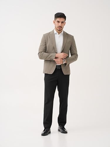 The Pant Project Luxury PV Lycra Stretchable Formal Pants for Men | Stylish Relaxed Fit Men's Wear Trousers for Office or Party | Mens Fashion Dress Trouser Pant (Black, 36)