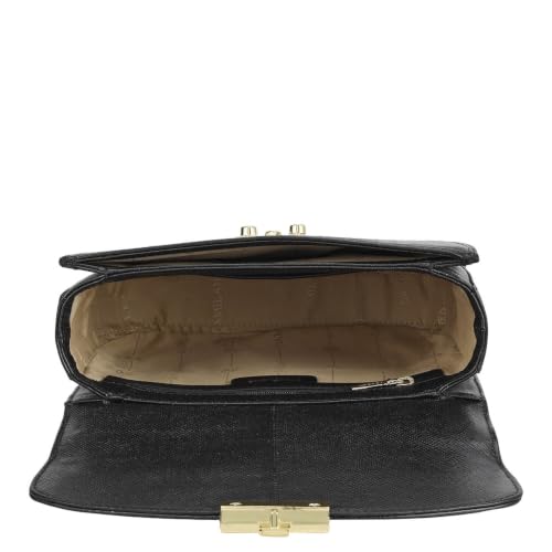 Da Milano Leather Shoulder Bag for Women - Black (LB-00930)