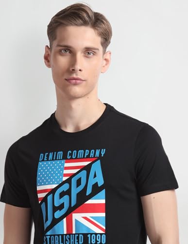 U.S. POLO ASSN. Mens Graphic Round Neck HS T-Shirts (UDTSHS0730_Black_S)