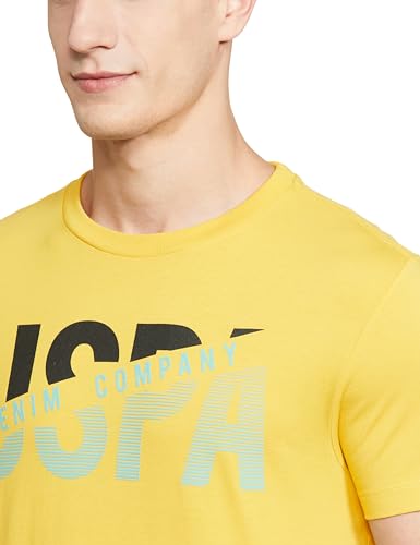 U.S. POLO ASSN. Mens Solid Half Sleeve Round Neck T-Shirts (UDTSHS0412_Mustard_L)
