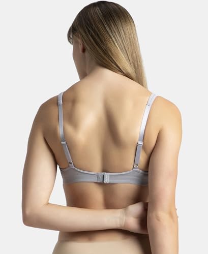 Jockey 1820 Women's Wirefree Non Padded Soft Touch Microfiber Elastane Stretch Full Coverage Everyday Bra with Stylised Mesh Panel_Lilac Grey_34D