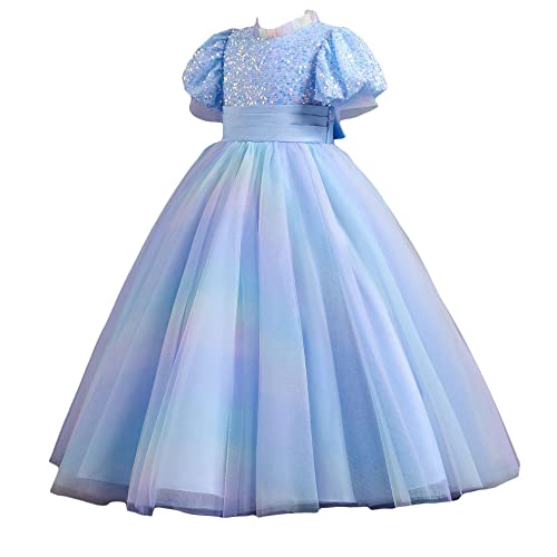 Hopscotch Girls Sequin Embellished Maxi Gown in Blue Color for Ages 7-8 Years
