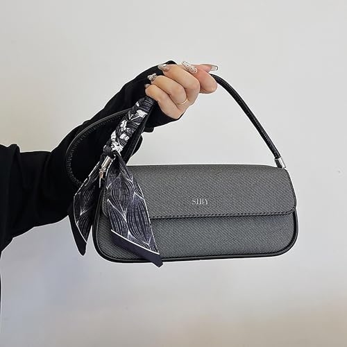 SIBY Underarm Shoulder Bags for Women's with Ribbon (Black)