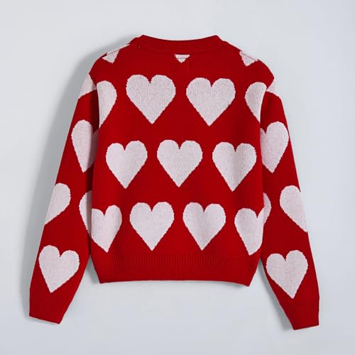 Hopscotch Girls Full Sleeves Red 2-Pc Heart Textured Sweater & Skirt For Age (2-3 Years)
