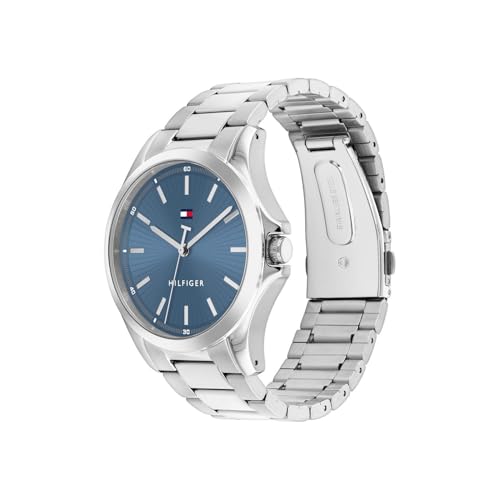 Tommy Hilfiger Quartz Analog with Blue Dial Silver Stainless Steel Strap Watch for Men - TH1710670