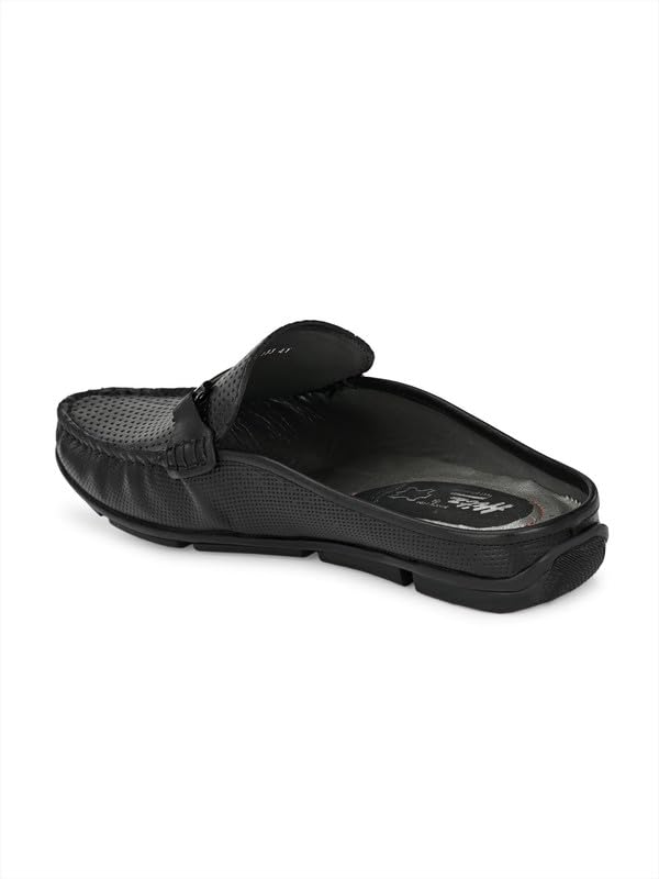 HITZ Genuine Leather Casual Loafers with Slip On Fastening - UK 8 Black