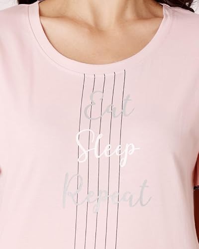 BODYCARE Women's Cotton Printed T-Shirt and Capri Set | Soft & Breathable Nightwear | Short Sleeves | Loungewear Co-Ord Set| BSCS16034_100 Multicolour
