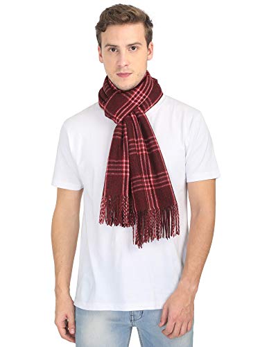 FabSeasons Men's Woollen and Acrylic Scarf/Muffler/Shawl/Stole for Winters, (Red, Maroon, Size - 70 x 180 cm)