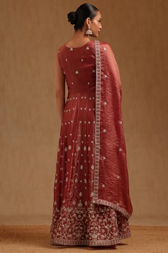 Soch Womens Onion Pink Fendi Embroidered Suit Set With Sequins