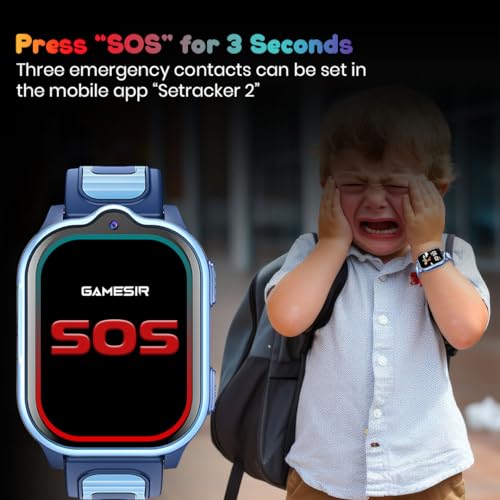 GameSir TrackNova 4G/5G Kids Smartwatch | Live GPS Tracking | App Control | HD Video Call | Games | Family Chat | SOS Safety Alert | IP67 | Camera | FaceLock | 800mAh Long Battery Life - (Blue)