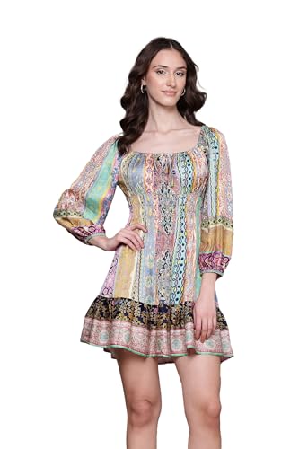 Label RITU KUMAR Multi Ethnic Stripes Short Dress Multicolour