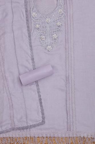 Soch Womens Lavender Linen Solid Unstitch Dress Material With Corsage