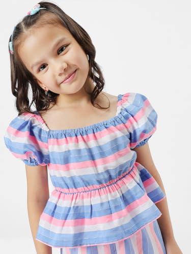 Nauti nati Girls' Striped Cotton Top and Bottom Combo