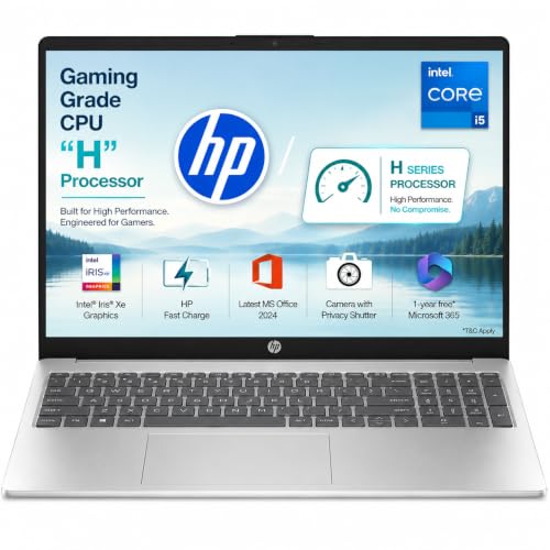 HP 15 Laptop | Intel Core i5-13420H,13th Gen |16GB RAM | 512GB SSD | Win 11 |M365 Basic(1yr)* Office24|Anti-Glare, Micro-Edge, 15.6''/39.6cm|Backlit KB|FHD Camera w/Shutter|1.65kg, Silver -FR0045TU