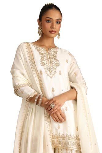 Soch Women's Chinon Salwar Suit Set (OWS5CD21900_Off White