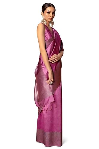 Soch Womens Purple Tussar Woven Design Saree With Tassels