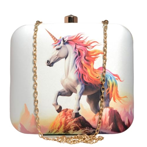 Artklim Multicolor Unicorn Printed Clutch