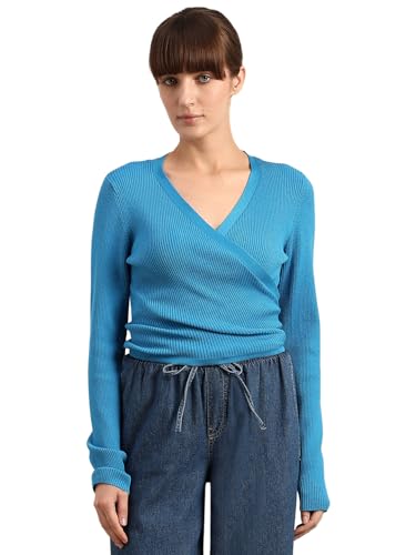 VERO MODA Women's Cotton Round Neck Sweater Swedish Blue