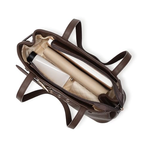 Fastrack Gilded Lock Brown Shoulder Bag | Pebbled Faux Leather Handbag with Swivel Clasp Front | Spacious Zip Closure Bag with Organizer Pockets & Dual Handles
