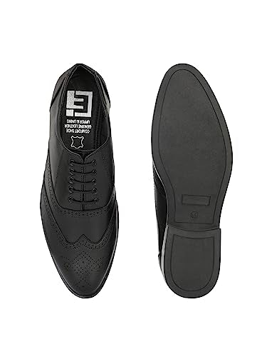 Eego Italy Plus Size Genuine Leather Brogue Lace Up Shoes_GT-17-BLACK-12