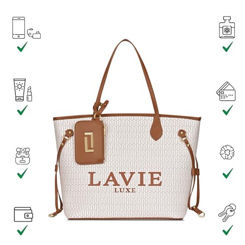 Lavie Luxe Women's Monogram Elise Laptop Tote Handbag | Fits Upto 15 Inch Laptop | Laptop Bag for Work | Ladies Purse | Stylish Shoulder Bag | Gift For Women