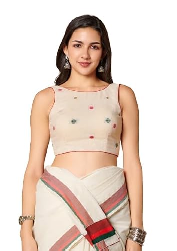 Salwar Studio Women Pure Cotton Boat Neck Readymade Blouse