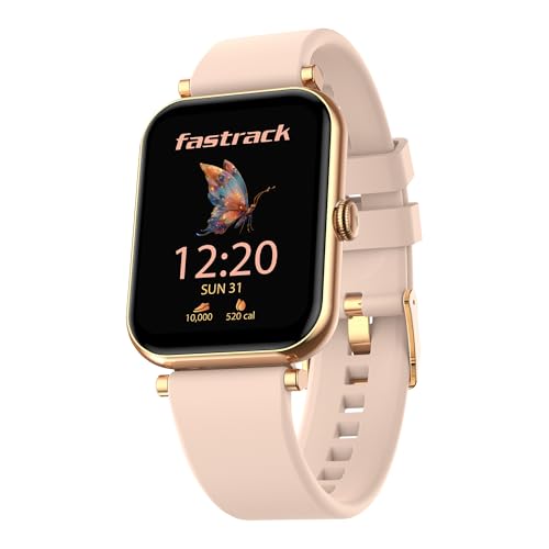Fastrack Noir Charm Women Smartwatch 1.65" inch AMOLED Display,Sleek Design,AI Watchface & AI Chat,Functional Crown,24/7 Health Suite,BT Calling,SpO2,HRM,IP68, Multiple Menu Styles,Games - Pink
