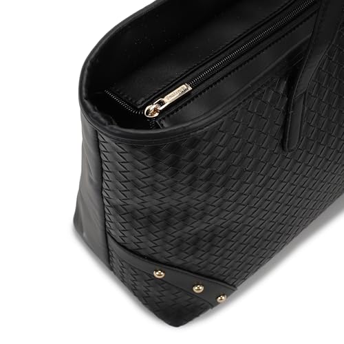 Fastrack Textured Tote | Textured Faux-Leather Tote Bag for Women | Spacious Handbag with Sturdy Handles for Work & Leisure