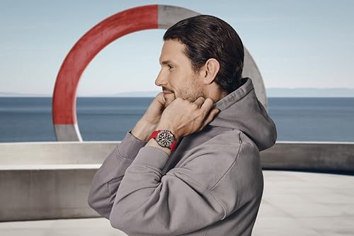 WENGER Seaforce Chrono Swiss Made 43 mm, Black Dial, Red Silicone Strap, Men's Watch - 01.0643.128