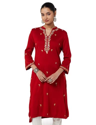 BIBA Women YARNDYED Straight Mix and Match(Winter W19975_RED_38)
