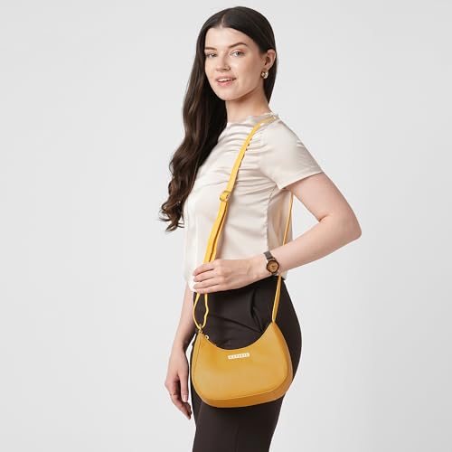 Caprese Omni Small Sling Bag for Women with Adjustable Strap & Zipper Closure for Comfortable Wear | Versatile Handbag for Everyday Use, Travel, and Special Occasions (Ochre)