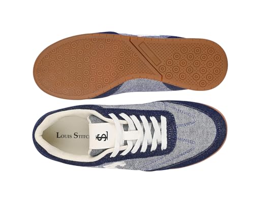 LOUIS STITCH Women’s Navy Blue Casual Lightweight Denim Sneakers | Ortholite Cushioned Comfort | Dual-Color TPR Sole | Lightweight & Comfortable Casual Lace-Up Shoes | LSD-SNK-DNM-NBU | UK-3
