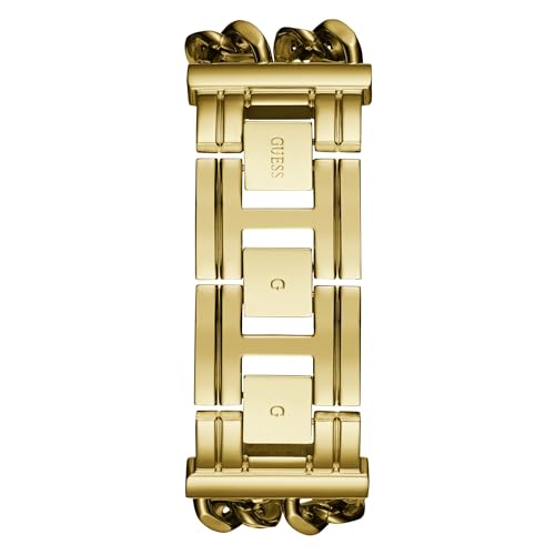 Guess Mod Heavy Metal Rectangle 28mm Champagne Dial Analog Women Watch - U1117L2