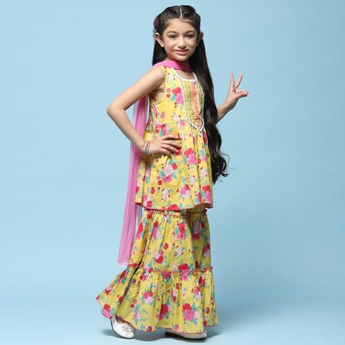 BIBA Girls PRINTED GATHERED KID(KWSPRING SONGS5919_YELLOW_11)