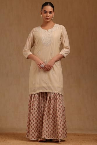 Soch Women's Chanderi Salwar Suit Set (EWA5CD22295_Beige