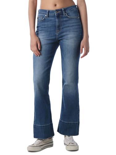 ONLY Women's Solid Flared Fit Blue Jeans