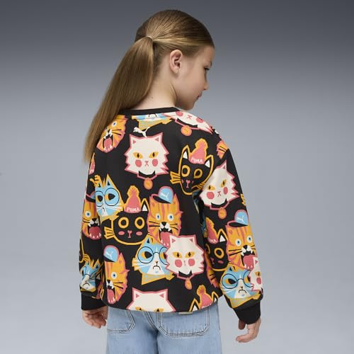PUMA | MOODY CAT Kids' Graphic Crew Sweatshirt | Black | 6-7Y