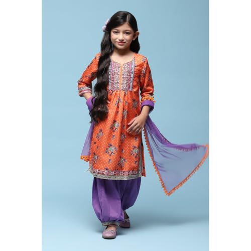 BIBA GIRL PRINTED GATHERED KID(KW5409_ORANGE_11)