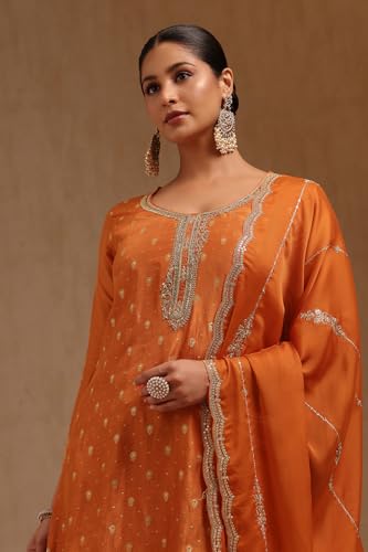 Soch Women's Dola Silk Salwar Suit Set (SMUA5CD2313_Orange