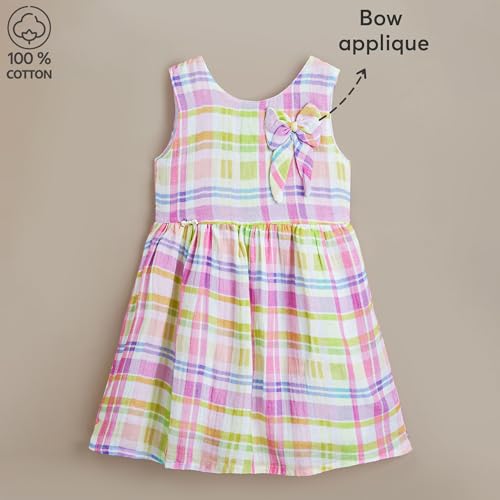 Hopscotch Girls Multi Sleeveless Plaid Casual Dress for Ages (2-3 Years)